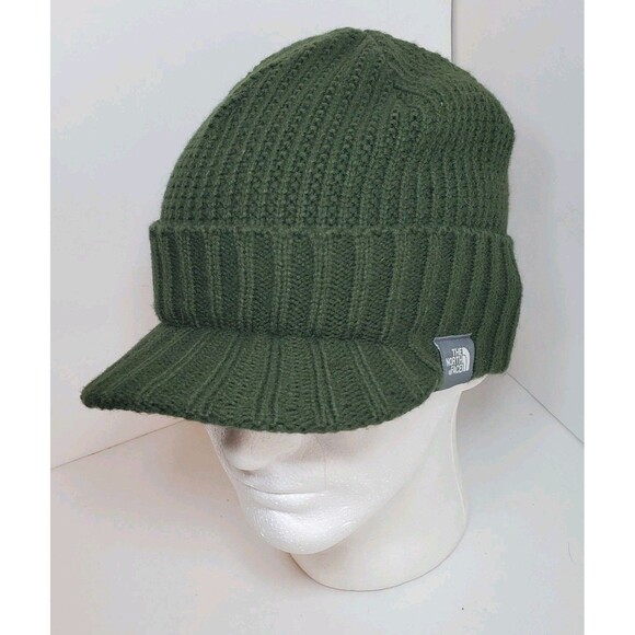 The North Face Visor Beanie One Size Green Knit Buster Bill Cap Hat Canada Gorp - Picture 1 of 8